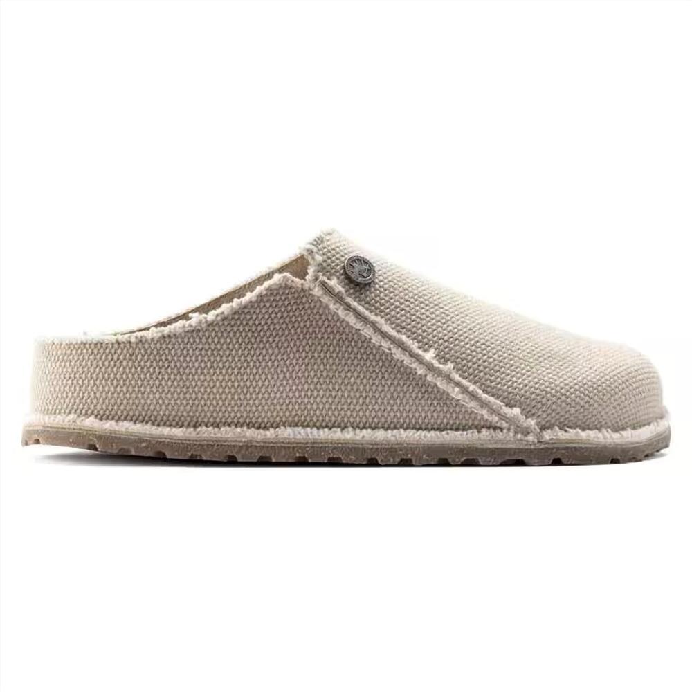NEW BIRKENSTOCK unisex zermatt canvas slippers in eggshell